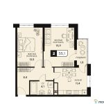 Продаю 2-комнатную квартиру от застройщика, 62.07 м², Анапа, Корпус                                                     4