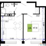 Продажа 2-комнатных апартаментов от застройщика, 48.8 м², Анапа, проезд Сосновый, Литер                                                     1